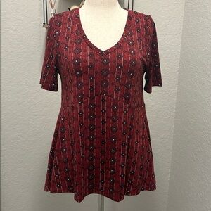 LulaRoe Jana Empire Waist Swing Top in Burgundy 3012